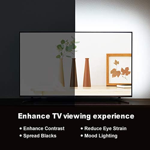 Bias Lighting 60 65 inch TV LED Strip Lights Backlight Kit - 14.4ft USB Powered RGBW 6500K White LED Light Strip with RF Remote Controller for Home Theater Game Room Bedroom Mood Lighting Deor 4