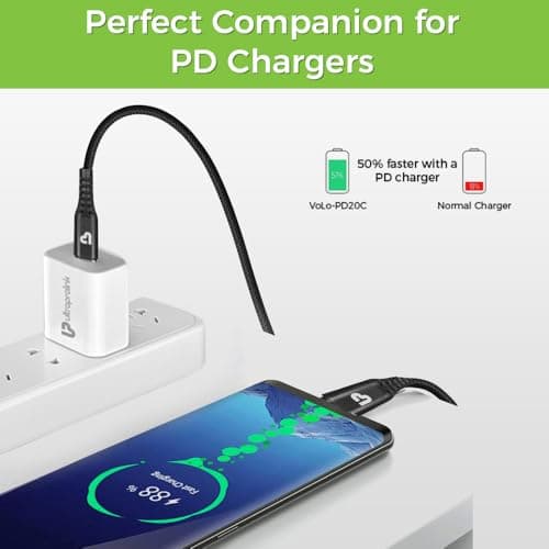 ULTRAPROLINK Volo Type C To Type-C Sync & Charge Cable | 1.0M, Black | Compatible With Phones, Tablets, Laptops | High Speed & Stable Data Transfer | Fast Charging, Tangle Free & Durable | UL1051 4
