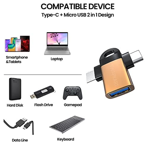 SWAPKART 2 in 1 OTG Adapter Type c OTG,Micro USB OTG Micro USB + c c Type,Converter Adapter Type c and USB 2.0 Male to Female Converter Cable for Pen Drive Compatible Transmission for Android 2