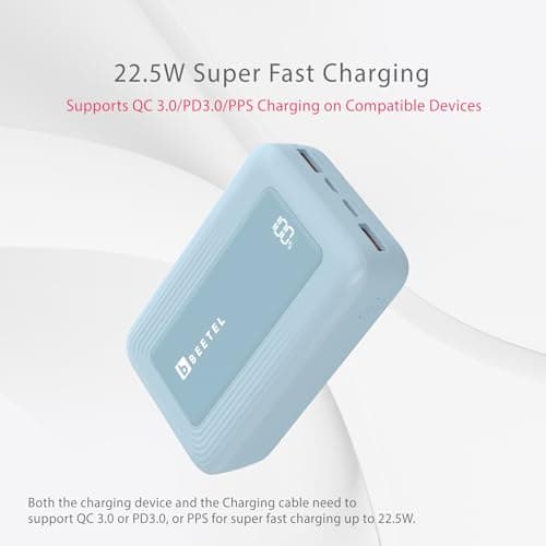 Beetel Volte Series PB20N Nano 20000mAh Power Bank 22.5W Fast Charging |Triple Output QC3.0, PD3.0, PPS | Pass Through Charging | Designed for Apple iPhone, Samsung, OnePlus & All Smartphones | Blue 2