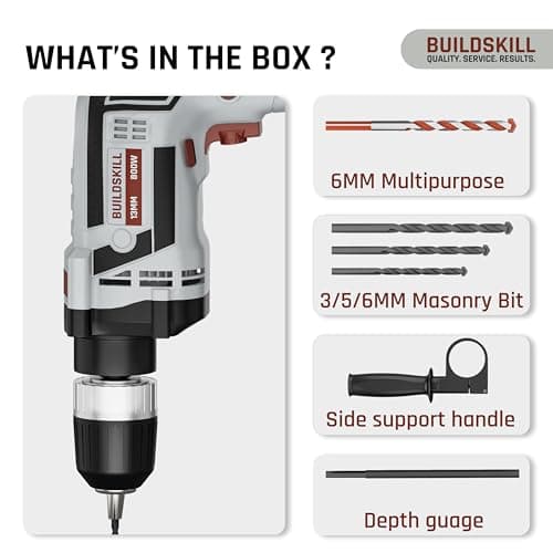 BUILDSKILL 800W Impact Drilling Machine for Home Use | 13MM Keyless Chuck | Copper Motor | 3300 RPM Variable Speed | Forward & Reverse | Drill Machine for Wall Drilling, Screwdriving & Impact Drilling 4
