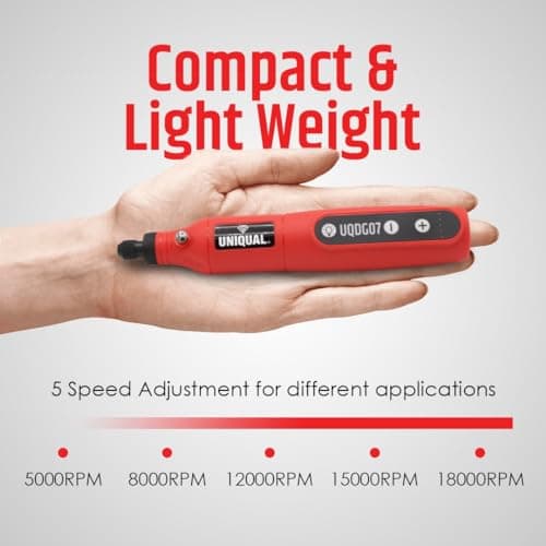 UniQual 72pcs Mini Cordless Drill Machine Rotary Tool Kit |UPGRADED| 2000mAh 5 Speed with LED | USB Rechargeable for Resin Art | DIY | Engraving | Polishing | Deburring 2