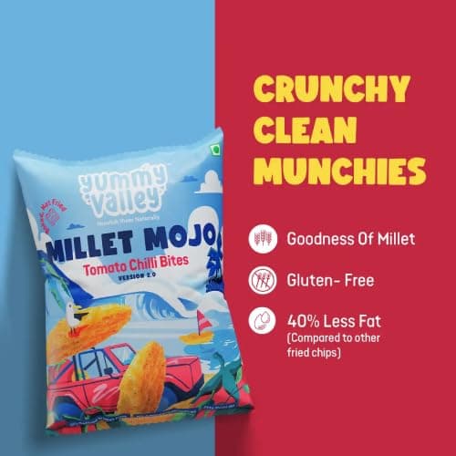Yummy Valley Millet Mojo Tomato Chilli Bites – Pack of 8 Healthy Snacks For Kids and Adults – Palm Oil Free, Baked Gluten Free Snacks – No Additives 5