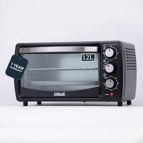 ITALIA Premium 12L Multi-Function OTG for Kitchen, 1200W Oven Toaster Griller, Bake Grill Toast, Oven for Baking, Adjustable Temperature & Timer, Black, Unique 3 Key Setup, 1 Year Warranty (Black) 5