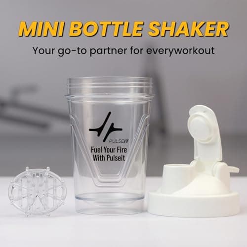 PulseIT TurboMix Protein Shaker Bottle 400ml | BPA-Free Leakproof Gym Shaker with Plastic Mixing Ball | Protein Mixer Bottle for Whey Protein, BCAA, Creatine & Pre-Workout (White) 3