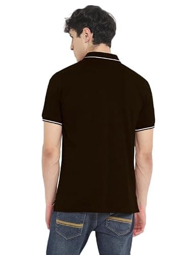 AMERICAN CREW Men Polycotton Regular Fit Polo Collar T-Shirt with Pocket (AC444-L_Plum Chocolate) 3