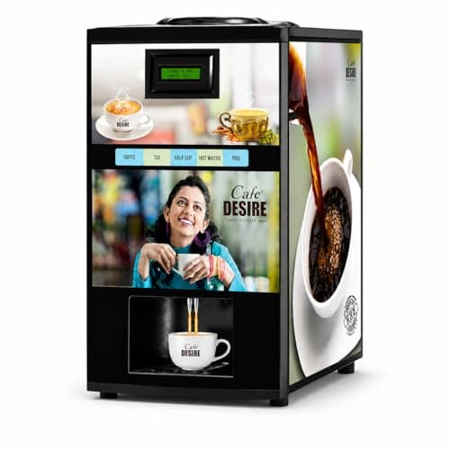 Cafe DESIRE I DRINK SUCCESS Coffee Machine 2 Lane Regular | Fully Automatic Tea & Coffee Vending Machine | For Offices, Shops | Make 2 Varieties Of Coffee Tea With Premix | No Milk Required [VM20]