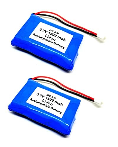 INVENTO 2Pcs 3.7V 1500 mAh 50x35x12mm Li-ion Lithium-ion Rechargeable Battery Pack for DIY