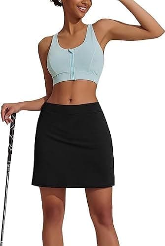 Nora Nico Women's High Rise Flared Stretchy Opaque Skater Skirts with Shorts (skarter-Skirt-Black-m) 4