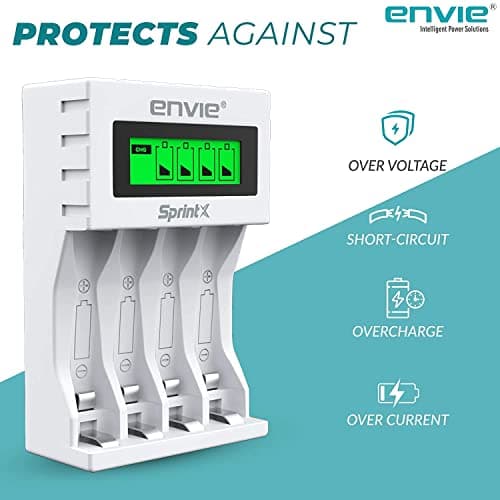 ENVIE® (ECR11MC + 2800 4PL) SprintX Ultra Fast Rechargeable Batteries Charger for AA & AAA Ni-MH with 4xAA2800mah Rechargeable Batteries, with Over Charge Protection 4