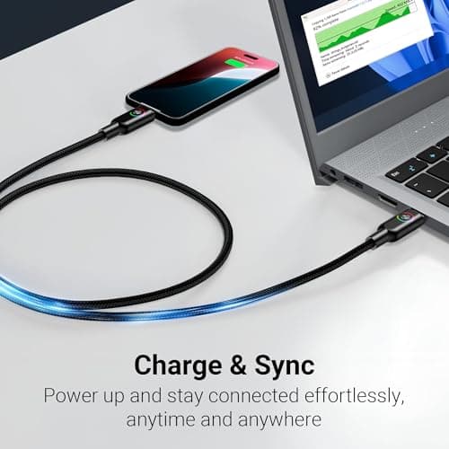 Zebronics Wattz 60CC3 Type-C to Type-C Braided Cable, PD 60W, Upto 480Mbps Data Sync, 1 Meter, Durable, Charge & Sync, Rapid Charging, Multicolor Breathing LED, For Laptops, Tablets, Mobiles (Black) 4
