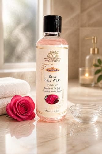 Khadi India Rose Face Wash, for All Skin Types, with Rose Water and Sandalwood Extract, 210 ml 2
