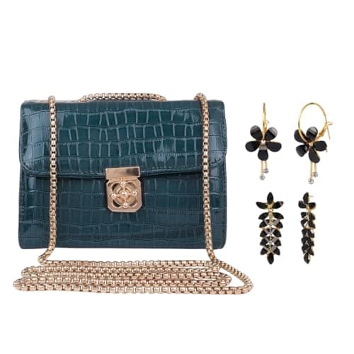 Pramadda Pure Luxury Trendy Gift combo set for women Sling Bag with Earrings | Rakhi Raksha Bandhan Gift For Sister | Birthday Gift For Girls | Festival Diwali Christmas Gift Items.