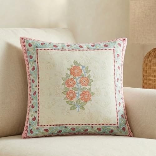 haus & kinder Premium 100% Soft Cotton Decorative Digital Printed Rouge and Rose Cushion Covers | Pack of 5 (40 Cm x 40 Cm) 3