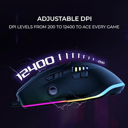 Kreo Hawk Gaming Mouse with Programmable Buttons & RGB Lighting | Top Pixart Sensor | Adjustable DPI with 1.5m Long Braided Cable and Optical Sensor | Lightweight & Durable (Hawk- Black) 4