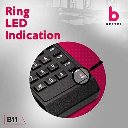 Beetel B11 Corded Landline Phone, Ringer Volume Control, LED for Ring Indication, Wall/Desk Mountable, Classic Design, Clear Call Quality, Mute/Pause/Flash/Redial Function (Made in India)(Black)(B11) 5