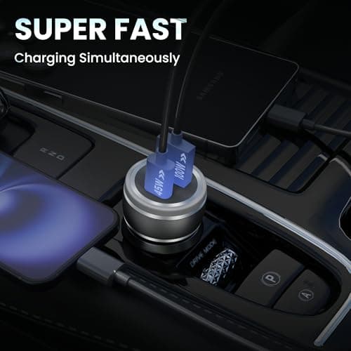 AILKIN 145W Fast Charging Car Charger,Dual Output 100W QC + 45W PD Type C Car Adapter,Quick Car Charging Compatible with All Cars for iPhone & Android Smartphone,Smartwatch,Earbud,Power Bank & More 3