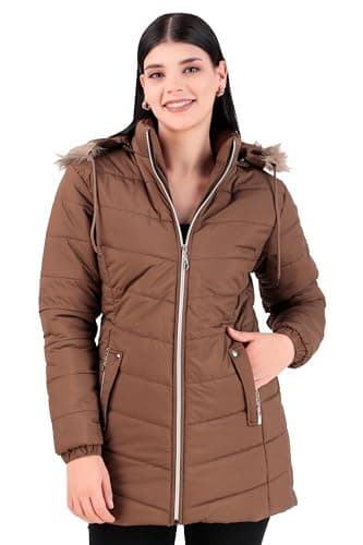 Brazo Latest Long Puffer Full Sleeve Winter Jacket For Women's (IN, Alpha, L, Regular, Coffee)