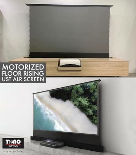 TONO SYSTEMS Floor Rising Motorized Projector Screen | ALR Fabric | UST Compatible | Premium Electric Screen(120 Inch, Black) 4