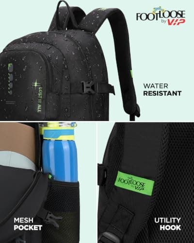 FOOTLOOSE by VIP Kinetic Laptop Backpack for Men & Women | 30 Litre Travel Backpack with 15.6" Laptop Compartment | Office, College, School Backpack (Special Black) 5