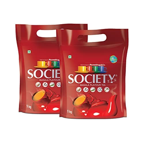 Society Masala Chai — Five-Spice Indian Masala Tea, Real Cardamom Ginger Clove Black Pepper Lemongrass Blended Into Assam CTC, Hasmukhrai & Co. Since 1924 | 1 kg Pouch | No Flavouring
