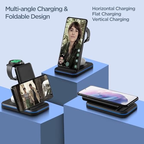 UNIGEN Unidock 350 23W Foldable Fast Wireless Charger Dock for Samsung Galaxy S24 Ultra Plus S23 S22 S21 S20 Z Fold Flip 3 4 5 6 Watch 4 5 6 7 Pro Active 1 2 Galaxy Buds – Black 5