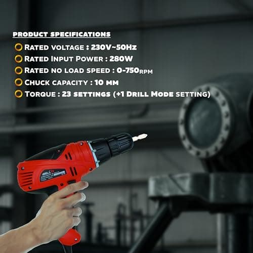 IBELL Electric Screwdriver SD12-75, 280W, Copper Armature, 750RPM, Chuck 10mm (Red), 1 Pc 2