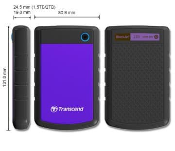 Transcend StoreJet 2TB External HDD USB 3.1 Gen1 | One Touch auto Backup | 2.5" HDD | 3 Yrs. Warranty | Purple - TS2TSJ25H3P 3