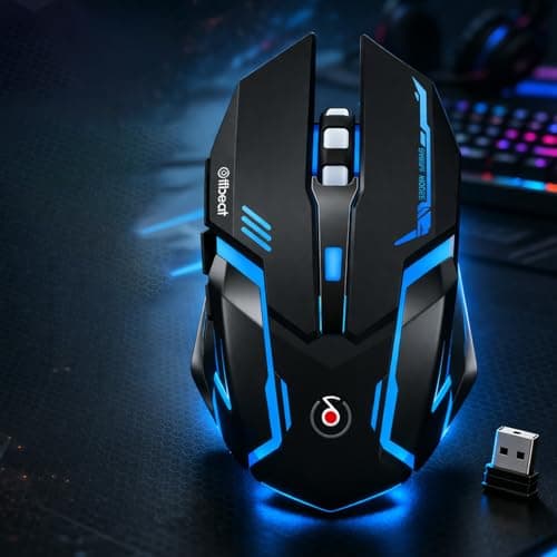 Offbeat RIPJAW 2.4Ghz Rechargeable Wireless Gaming Mouse, Silent Click Buttons Mouse - 7D Buttons, DPI : 1600,2400,3200, Mice for PC/Laptop/Smart TV/Mac(Light Weight) 3