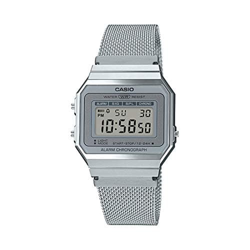 Casio Vintage A700WM-7ADF Digital Grey Dial Unisex Watch Silver Metal Strap (D170)