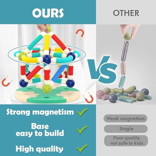 PRIME DEALS Flexible Magnetic Sticks Building Blocks for Kids Toys for Girls Toys for Boys Educational Stem Learning Magnet Stick with Balls Game Set (42 PCS) 5