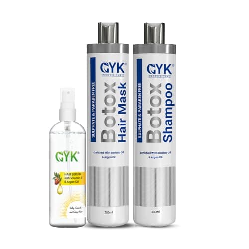 GYK Professional botox Hair Care Combo | Shampoo 300 ml + Hair Mask 300 ml + Hair Serum 100 ml | Frizz Control & Deep Conditioning | For Soft & Manageable Hair