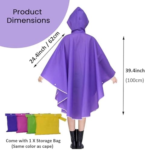 Allextreme EVA Raincoat Poncho 160 GSM with Adjustable Hood Full Sleeves Knee Length Ladies Universal Size Water Resistant Outdoor Rainwear for Bike Riders Women (Pack of 1, Purple) 2