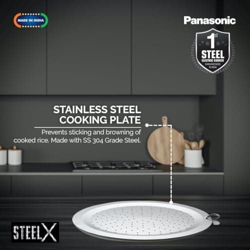 Panasonic SR-G18(SUS) I 660 Watts I Fully 304 Stainless Steel Automatic Electric Rice Cooker 1.8 Litres |3 Layer Stainless Steel Clad Pan, Lid and Plate I Cooks upto 1 Kg Raw Rice|With Keep Warm 4