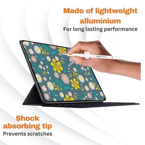 Amazon Basics Capacitive Stylus Pen for Android & iOS All Touchscreen Devices | Fine Point Disc Tip|Lightweight Metal Body with Magnetic Cover - White 3