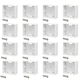 Speedio Modular Box Concealed or Surface Mount Gang Box for Modular Switches & Sockets | Universal PVC Electrical Box for LAN, RJ45, Telephone, Data Port | Fire-Retardant, Heavy Duty - Pack of (16)