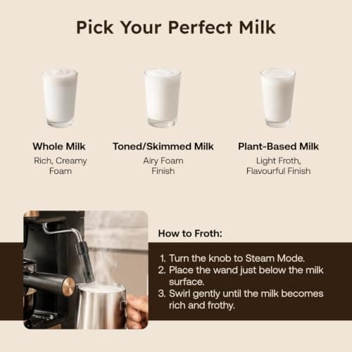 Prestige Espresso 800W Coffee Maker Black and Gold|Detachable Drip Tray|Built-In Milk Frother|1 Year Warranty 5