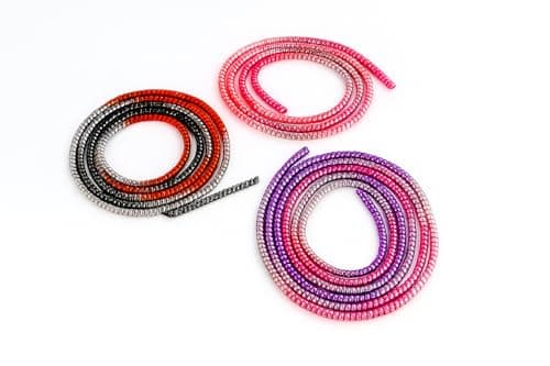 Virtual Mart India Cable Protector | Spiral Triple Colour 1.5 Meter / 150 cm | Plastic Cord Wire Charger Winder for iPhone and Android Charging Cables (Pack of 3)