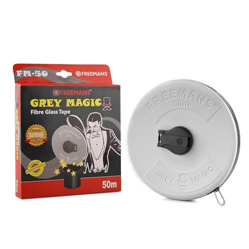 FREEMANS FM50 Grey Magic Fibreglass Measuring Tape - 50m /165ft with Unbreakable ABS Case || Durable Winding Mechanism Handle and Steel End Hook || Grey Color 2