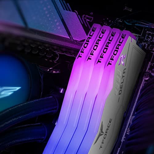 TeamGroup T-Force Delta RGB 2x16GB 6400MHz (6400MT/s) CL40 White 32GB DDR5 RAM Kit, Desktop Gaming Memory, Metal Heatsink, ARGB Sync, ECC, XMP 3.0/EXPO, For Intel/AMD CPU, High Performance Low Latency 3
