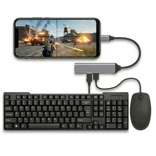 Keyboard Mouse Combo with OTG USB Hub for Mobile, Laptop & Tablet | Wired Full Size Keyboard with Optical Mouse | Plug & Play USB Keyboard Mouse Set for Android Mobile Gaming & Office Use