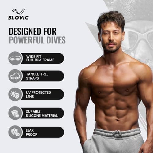 SLOVIC Swimming Goggles for Men [Grey] | Swimming Goggles for Women | Anti-Fog & UV Protected Swimming Glasses for Men & Women | Unisex Swimming Accessories | Leaf-Proof Goggle with Adjustable Straps 2