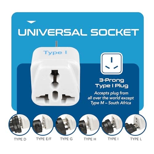 Ceptics India to Australia Plug, New Zealand & China & More - Pin Type I - Ce Certified - Rohs Compliant - White - 1 Pack - 5 Years Warranty 3