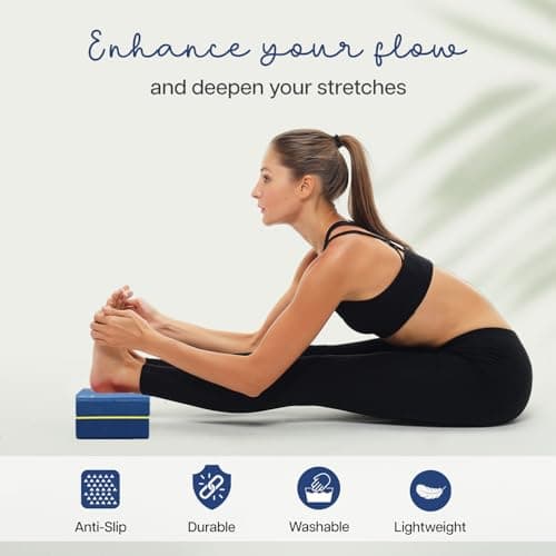 WiseLife Printed Yoga Blocks | Yoga Brick (Pack of 2, Extra Large Size), High-Density EVA Foam Soft Surface for Balance, Support & Performance, Strength Training Exercise (Midnight Blue) 3