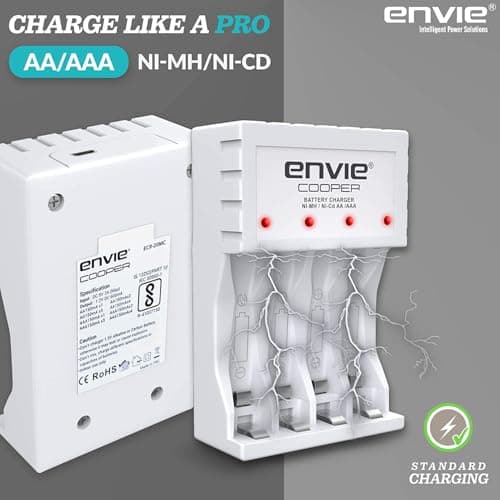ENVIE® (ECR 20 MC+4xAA3200) Rechargeable Battery Charger for AA & AAA Ni-mh/Ni-Cd with AA3200 Infinite Plus 4PL Rechargeable Batteries 5