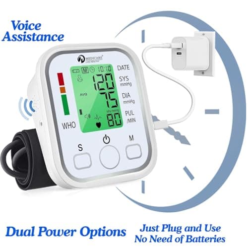 D MEDICARE Digital Blood Pressure Monitor Machine for Home Use | 3-Color Display, WHO Indicator, Voice Assistance, One-Touch Operation, Memory Function, Automatic BP & Pulse Monitor | DMBP1-03 4