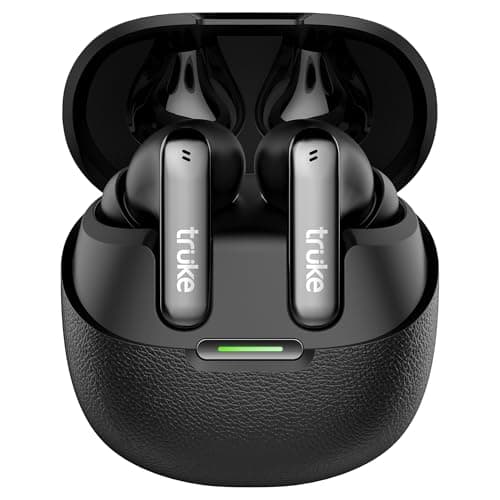 truke New Launch Mega 7 True Wireless in-Ear Earbuds w/ 24-Bit 360 Spatial Audio, 60H Playtime & Fast Charging Buds, Dual Pairing, 40ms Low Latency TWS, 4-Mic ENC, Made in India-(Coal Black)