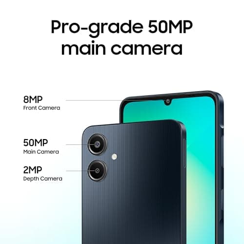 Samsung Galaxy A06 (Black, 4GB RAM, 64GB Storage)| 50 MP Main Camera| Upto 8GB RAM with RAM Plus| MediaTek Helio G85| 5000 mAh Battery Knox Vault: Security & Privacy| Fingerprint Sensor 5