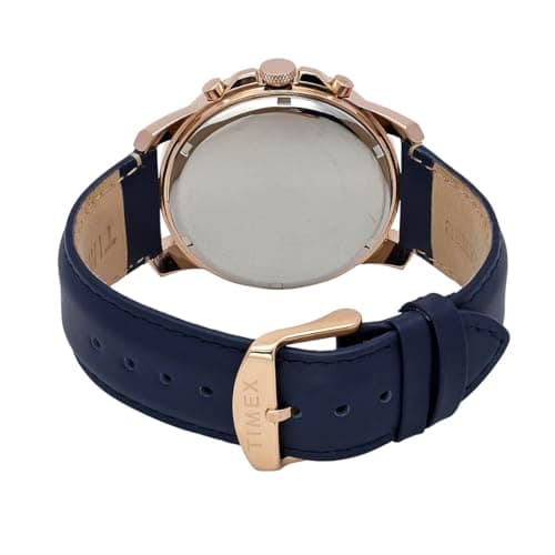 TIMEX Analog Watch for Man with Blue Round Dial & Blue Leather Strap Band Water Resistant Men's Wrist Watches - TWEG314SMU01 3