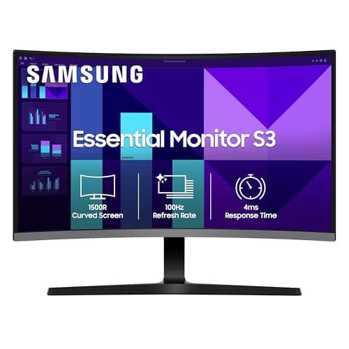 Samsung 32" (80 cm) S3 1500R Curved Monitor|FHD 1920 x 1080|100 Hz|4 ms|Ports-HDMI,VGA|Game Mode|Eye Saver Mode|LS32D390GAWXXL||Wall Mountable|Black